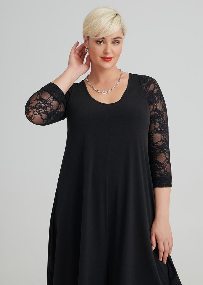 Shop Plus Size Lace Sleevies Under Top in Black | Taking Shape AU