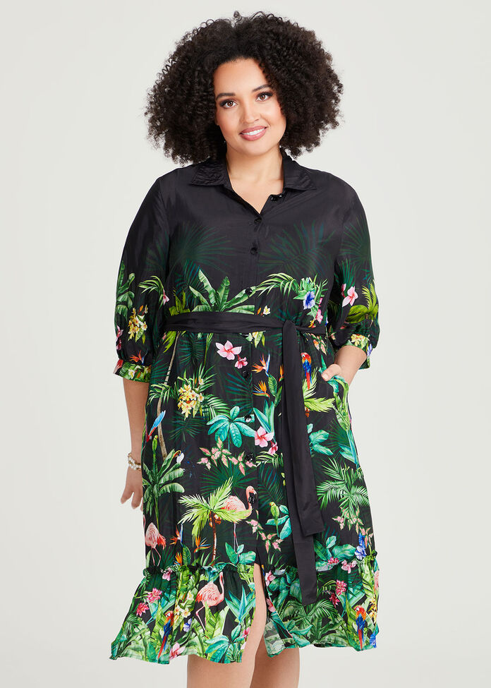 Mary Natural Palm Shirt Dress, , hi-res