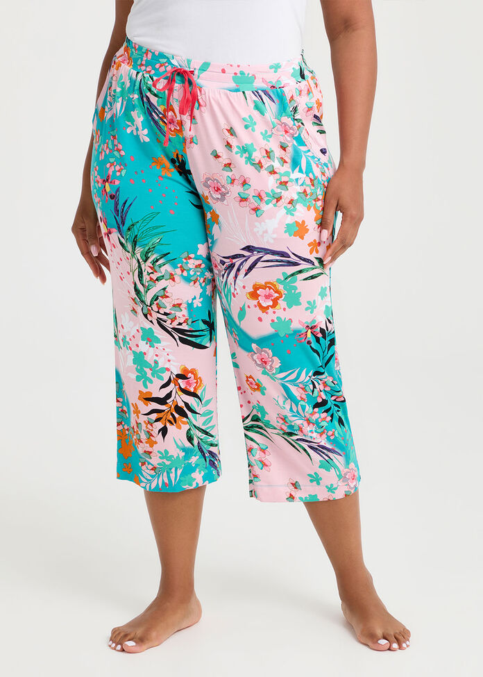 Bamboo Meadow Pyjama 3/4 Pant, PRINT, hi-res