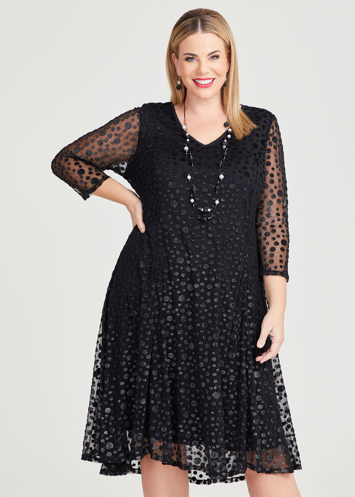 Sophie Velour Spot Cocktail Dress, , hi-res
