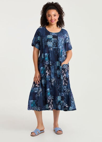 Plus Size Natural Pocket Midi Dress