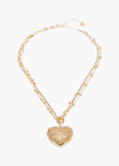 Short Diamante Heart Necklace