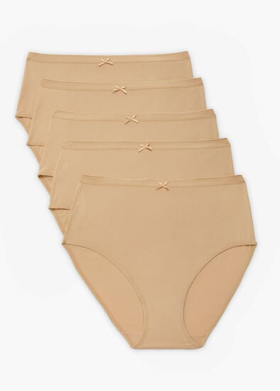 Plus Size 5 Pack Cotton Solid Briefs