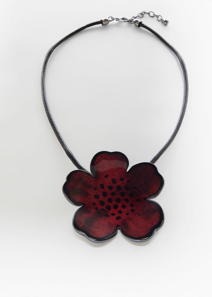 Short Resin Flower Necklace, , hi-res