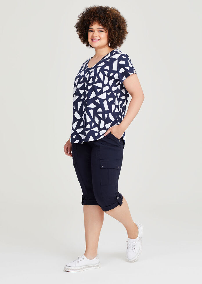 Cotton Geo Print Top, , hi-res