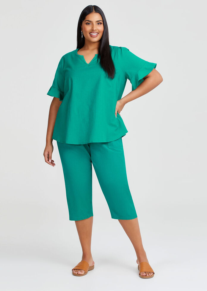 Cotton Linen Culotte, , hi-res