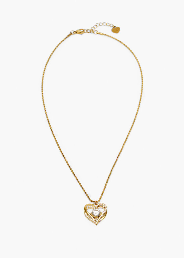 Diamante Heart Necklace, , hi-res