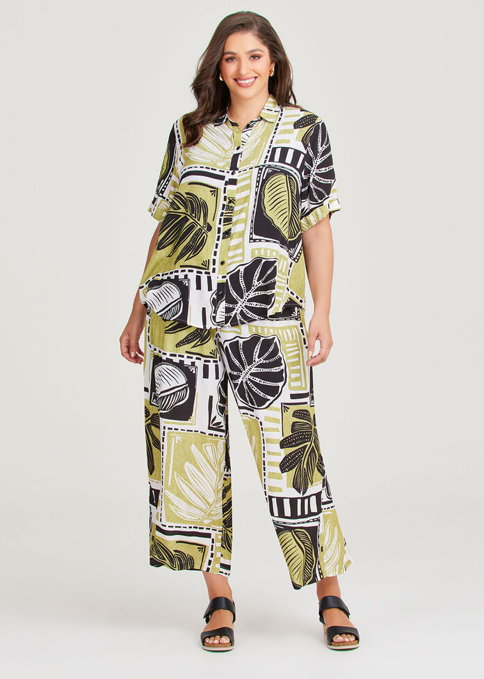 Shop Plus Size Natural Palm Block Print Shirt in Multi | Taking Shape AU