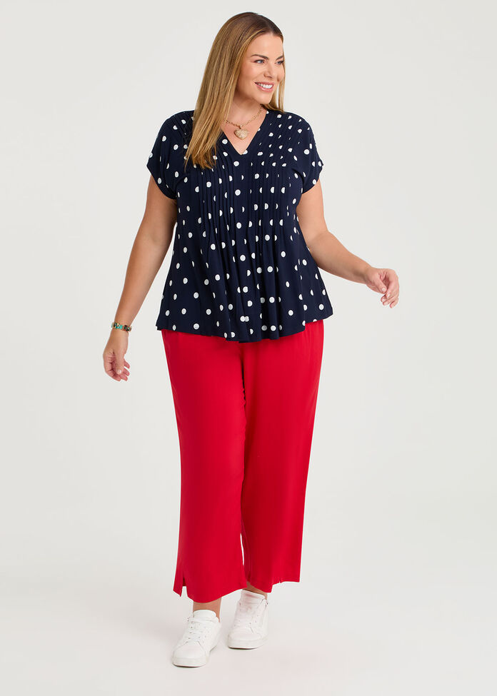 Polka Dot Pintuck Natural Top, , hi-res
