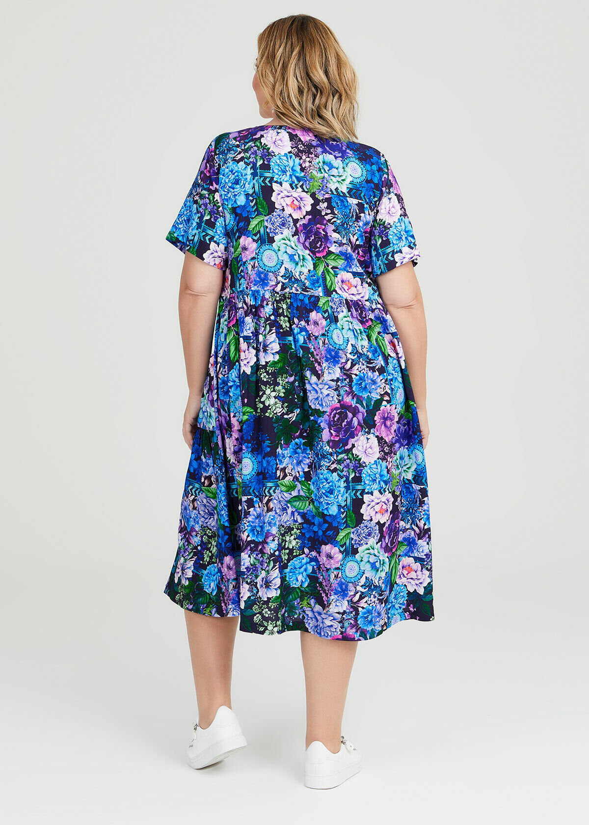 patchwork floral mini dress
