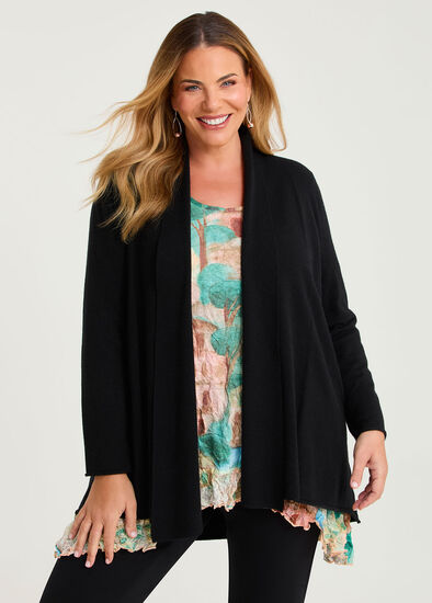 Plus Size Drape Collar Cozy Cardigan