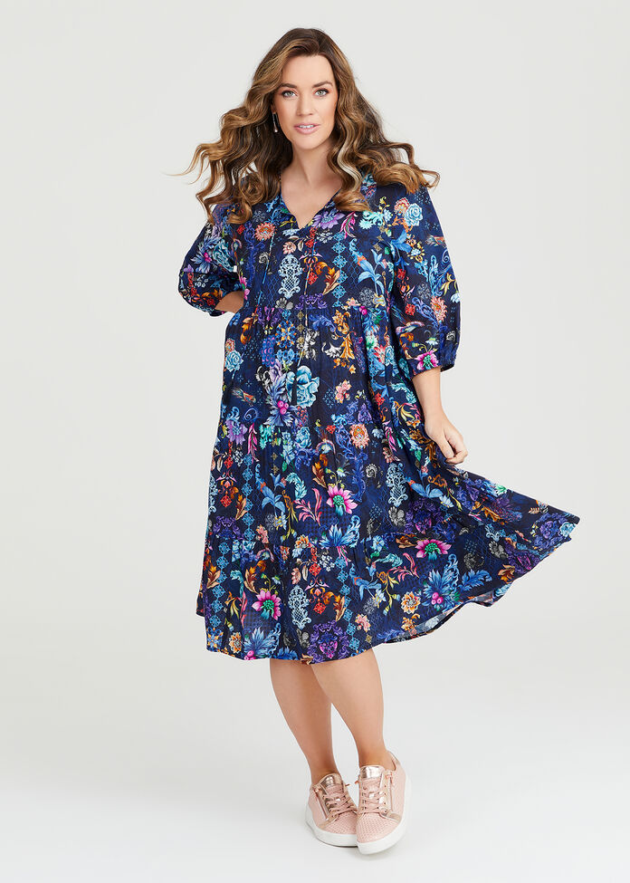 Shop Plus Size Natural Jacobean Print Dress in Multi | Taking Shape AU