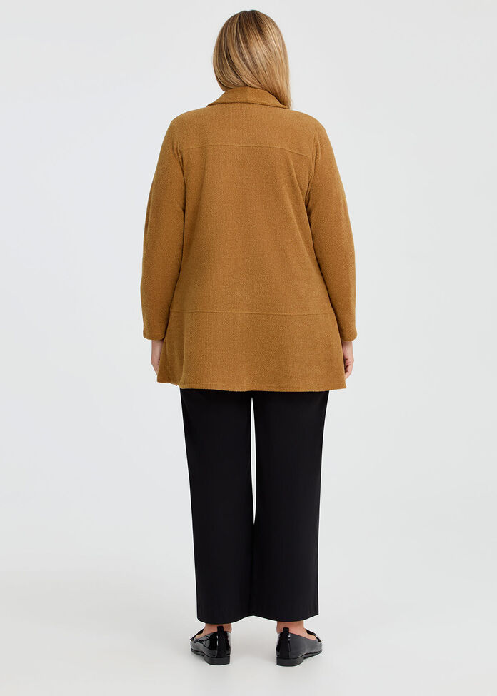 KKT Oversize Women's Cardigan with Honeycomb Fabric-Light Brown - Menifee
