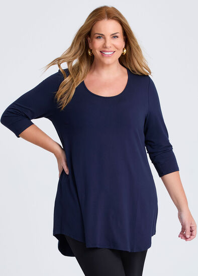 Plus Size Bamboo Base 3/4 Sleeve Top