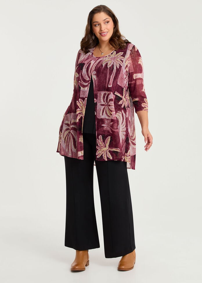 Melrose Palm Mesh Layered Tunic, , hi-res