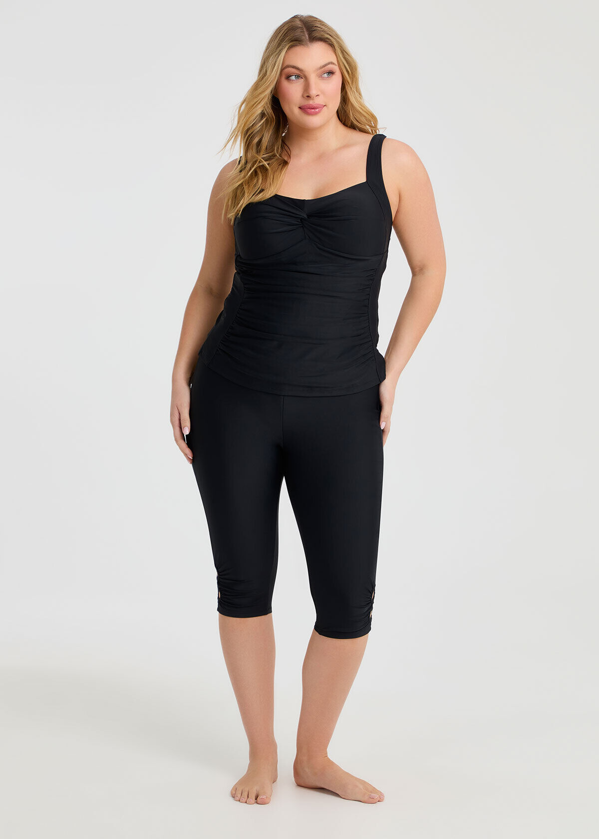 Shop Plus Size Keyhole Capri Swim Legging, Black | Taking Shape AU