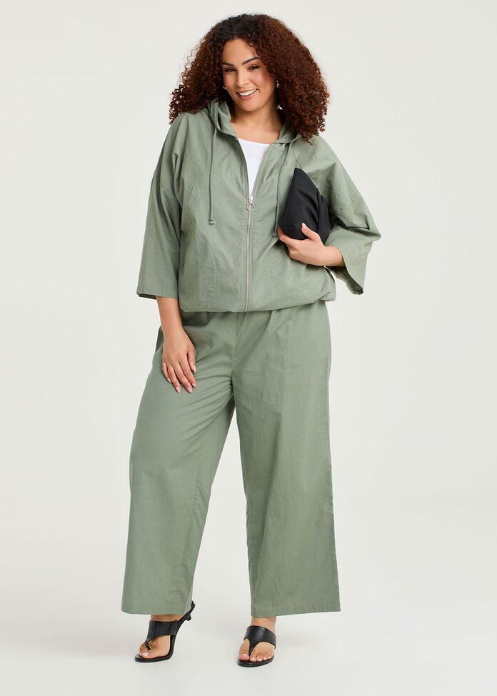 Shop Plus Size Cotton Linen Wide Leg Pant, Green | Taking Shape NZ