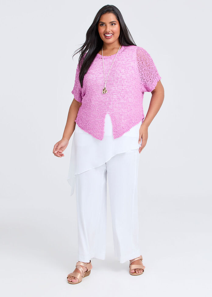 Cotton Boucle Sparkle Knit Over Top, , hi-res
