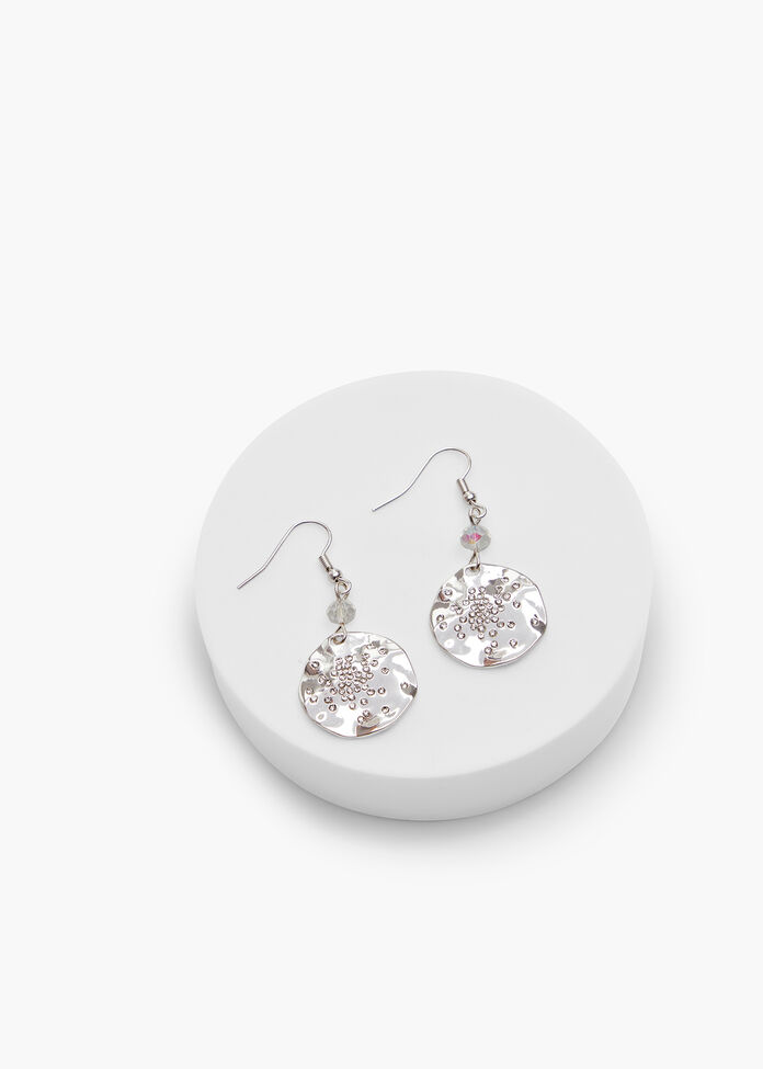 Silver Diamante Crystal Earrings, , hi-res