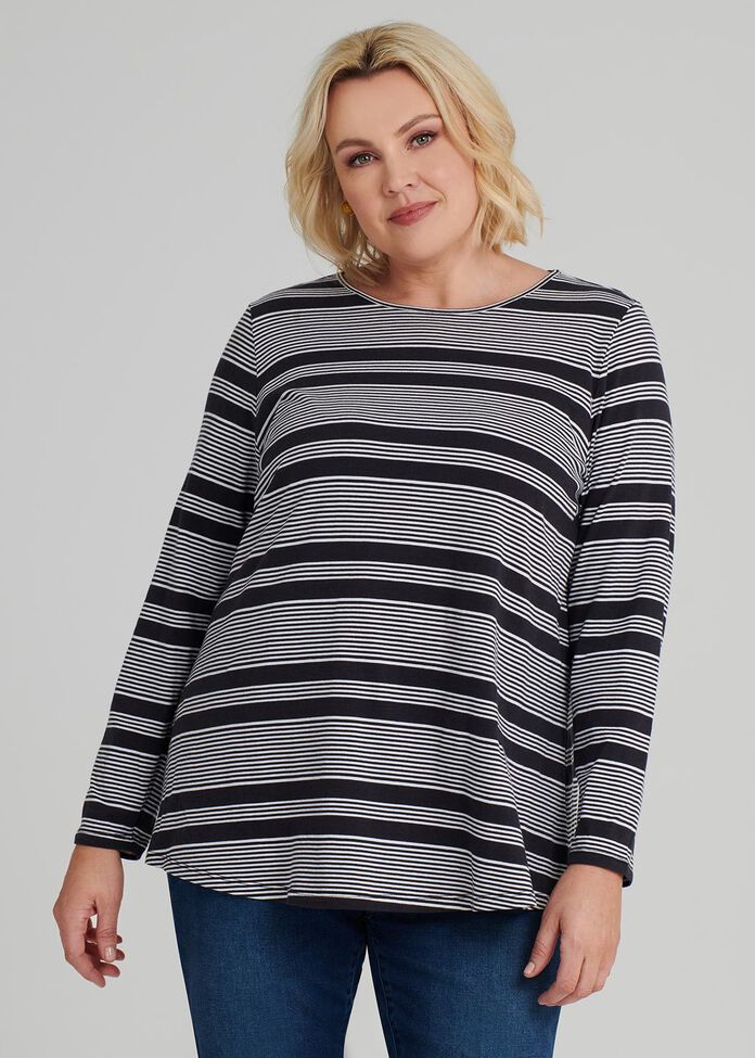 Easy Wear Ls Stripe Top, , hi-res