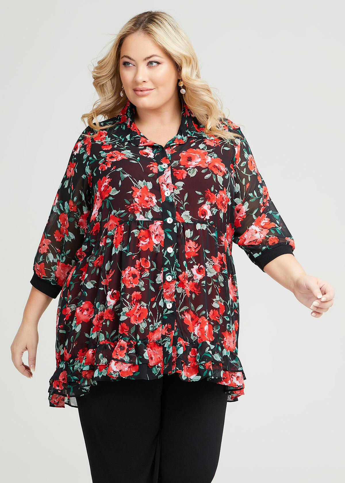 Chiffon tops plus size uk sales