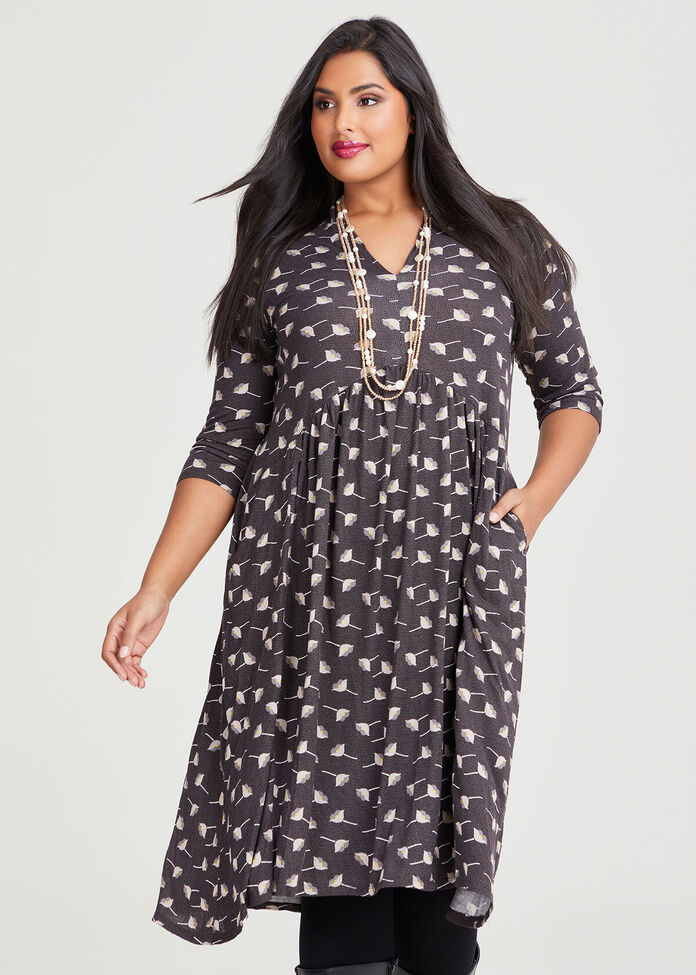 Shop Plus Size Ditsy Natural V-neck Dress in Multi | Taking Shape AU