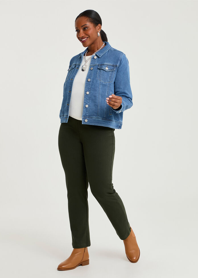 Cotton Waist-length Denim Jacket, , hi-res