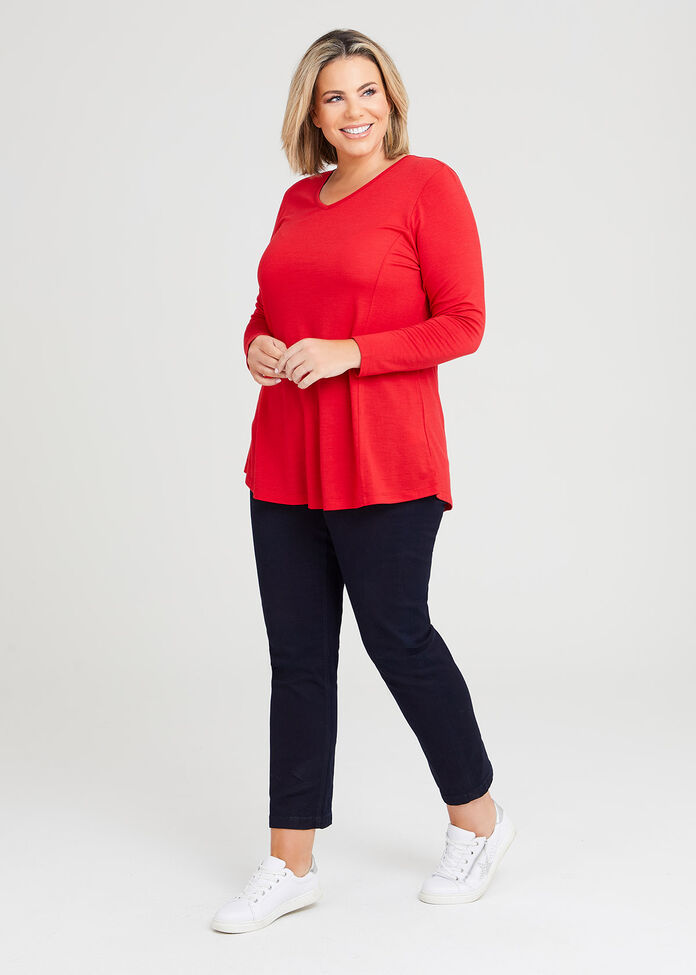 Wool Bamboo V-neck Top, , hi-res