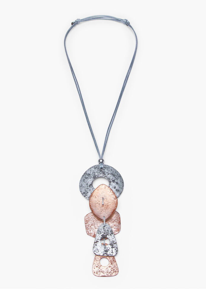 Metallic Foil Cluster Necklace, , hi-res