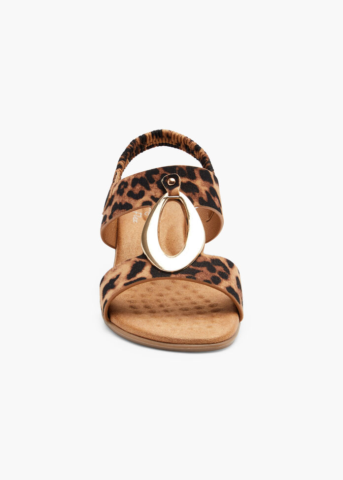 Ring Detail Animal Sandal Wedge, , hi-res