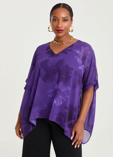 Plus Size Ruby Floral Chiffon Event Top
