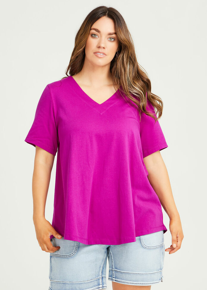 Organic V-neck Swing Basic Tee, , hi-res