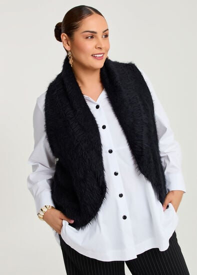 Plus Size Light Fuzzy Cascading Vest