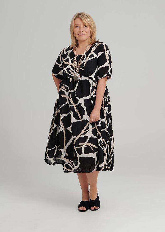 Abstract Print Dress, , hi-res