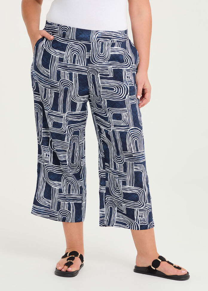 Linen Blend Cassie Geo Crop, , hi-res