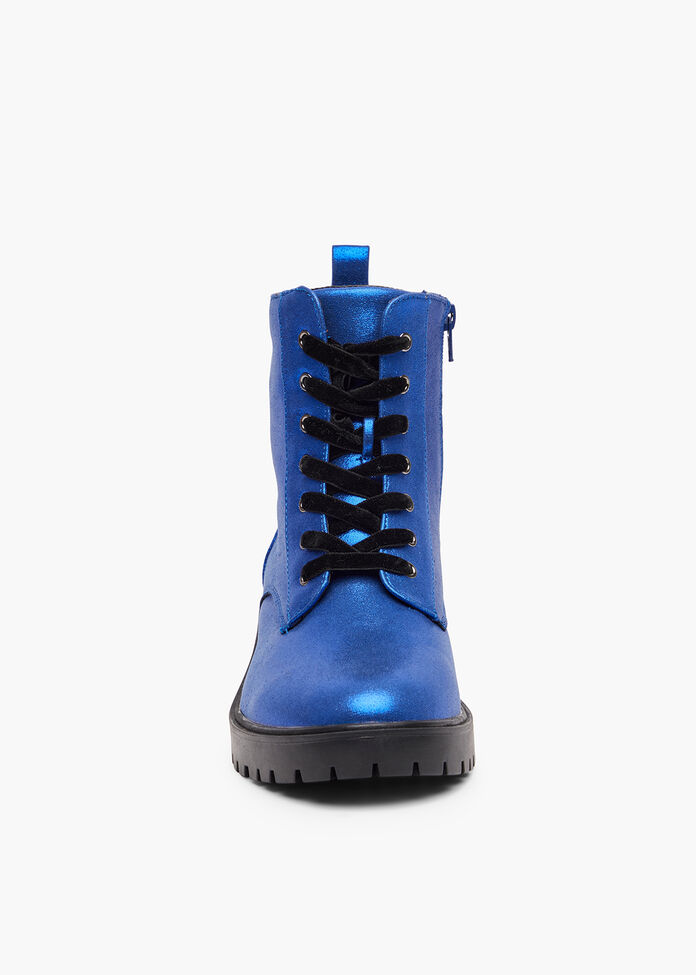 Sparkly Lace Up Boot, COBALT, hi-res