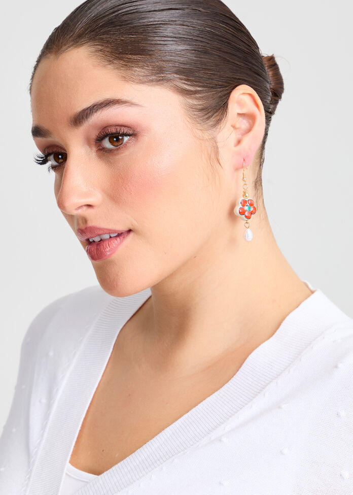 Flower Charm Earrings, , hi-res