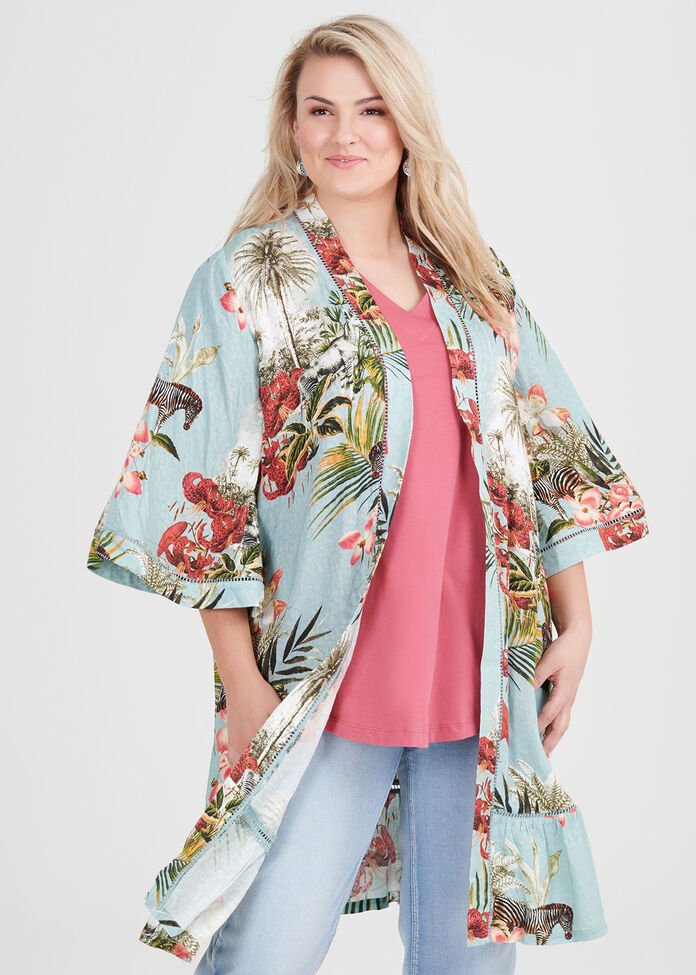 Natural Tropicana Kimono, , hi-res