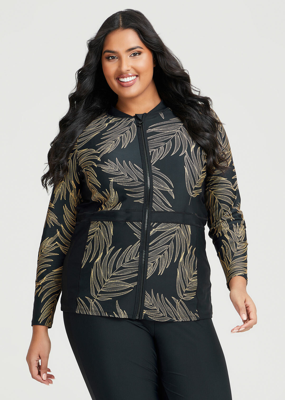 Leaf print jacket shop
