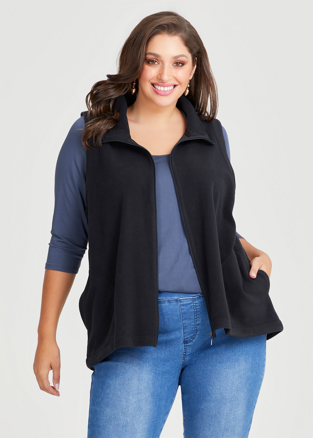 Fleece vest plus size online