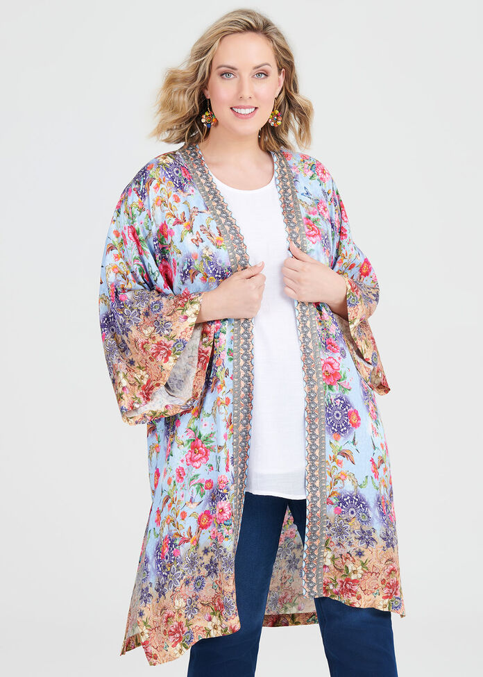 Shop Plus Size Natural Botanical Kimono in Multi | Taking Shape AU