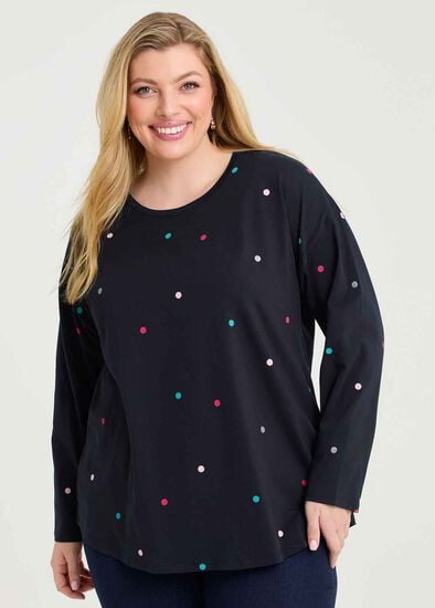 Plus Size Cotton Multi Colour Spot Top
