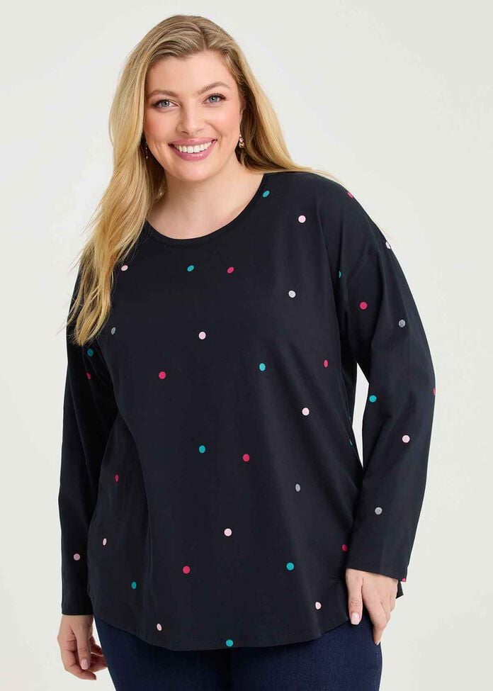 Cotton Multi Colour Spot Top, , hi-res