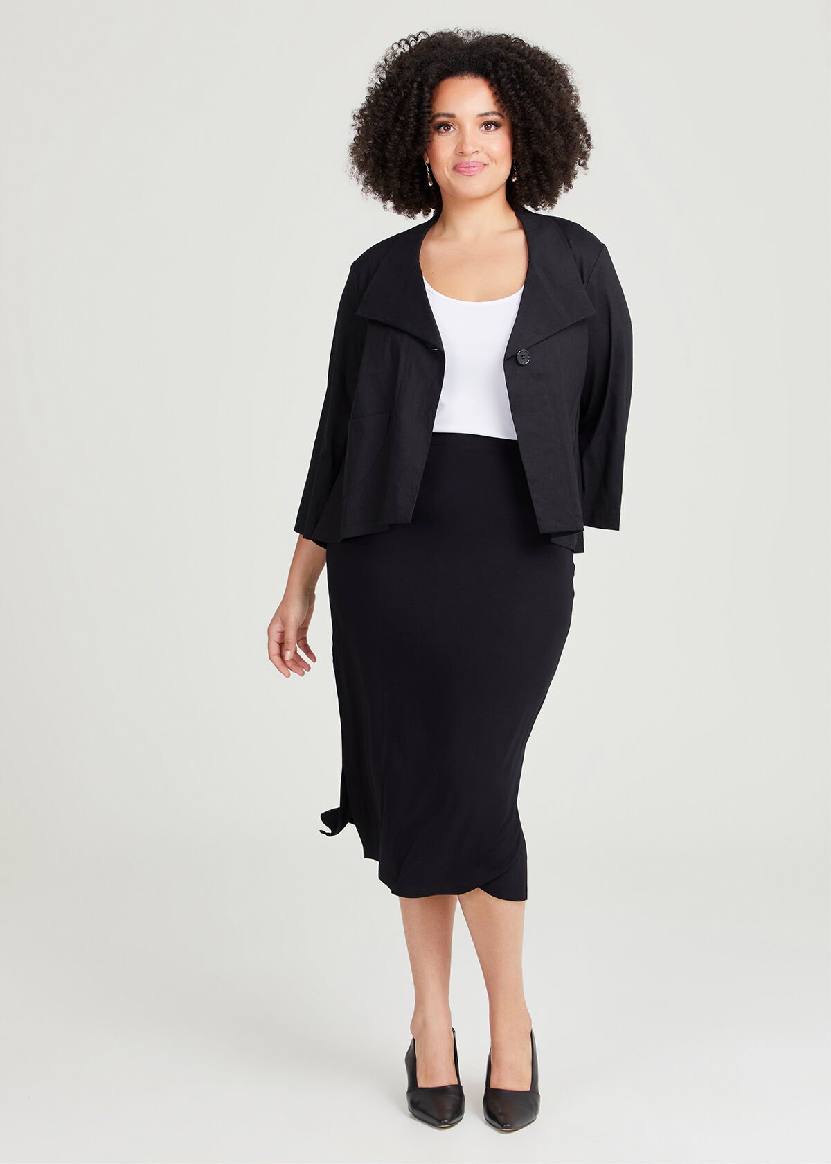 Shop Plus Size Bamboo Base Long Pencil Skirt in Black Taking Shape AU