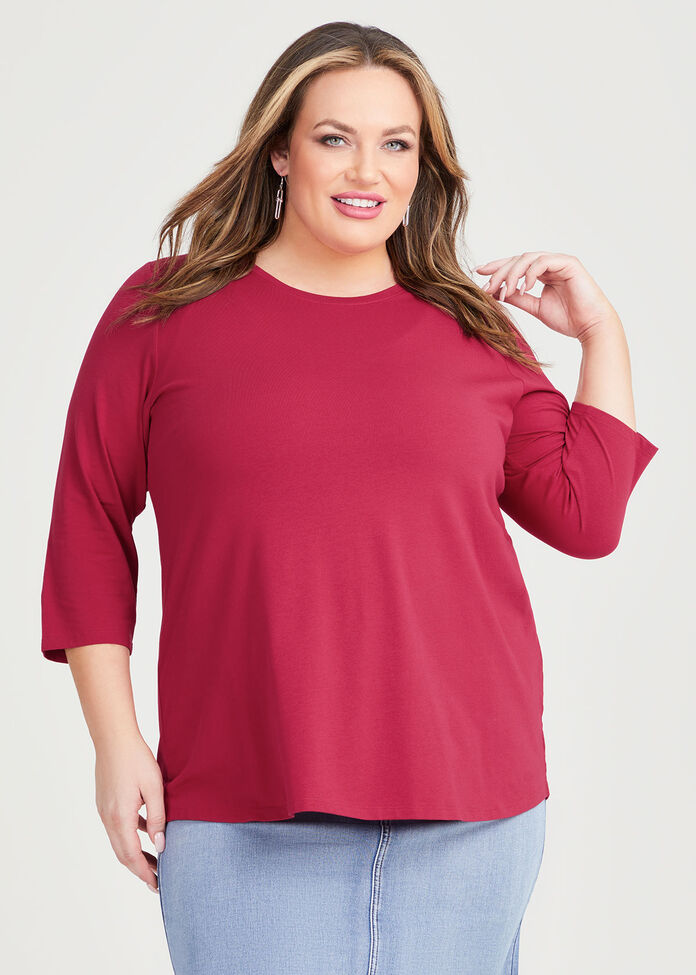 Good Earth Australian Cotton 3/4 T-Shirt, , hi-res