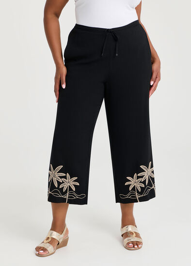 Plus Size Natural Embroidery Summer Pant