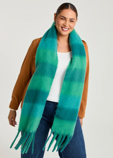 Greens Check Fuzzy Scarf