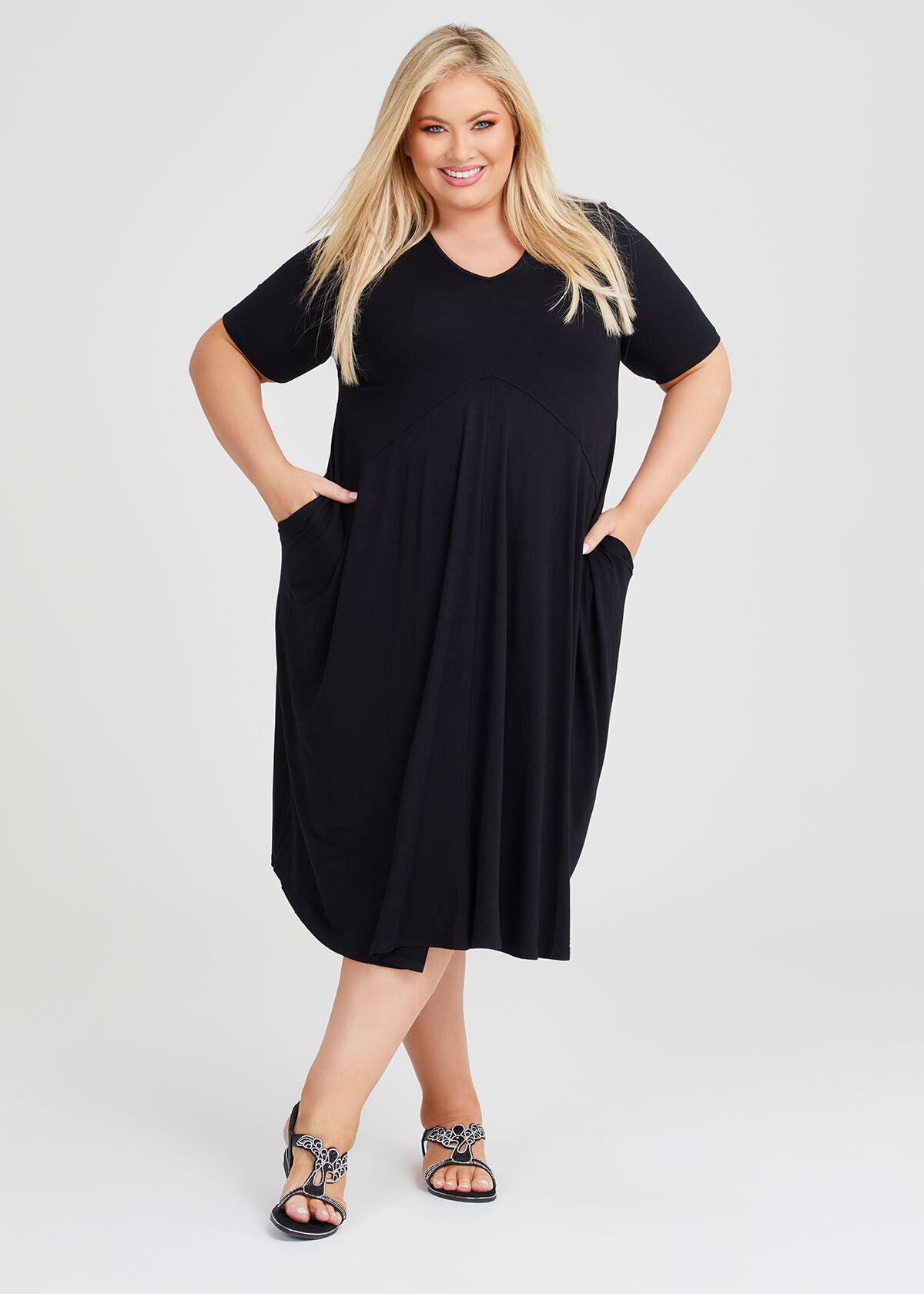 Black bardot swing dress outlet