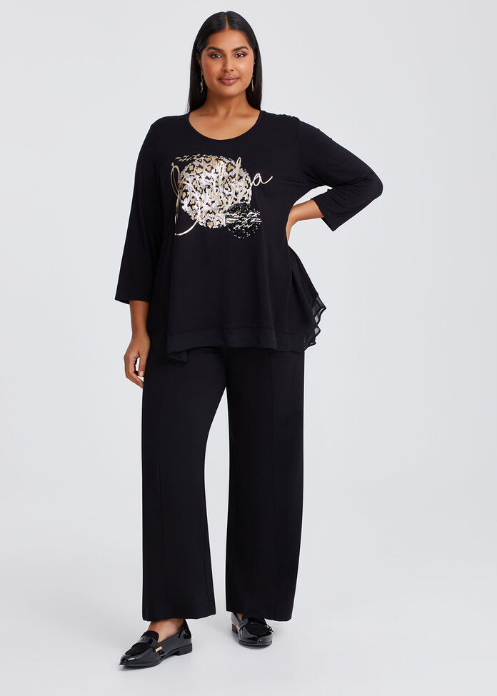 Sequin & Foil Detail Natural Top, , hi-res