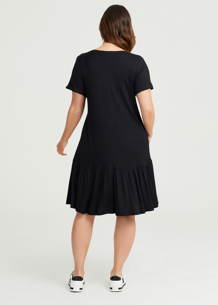 Shop Plus Size Mini Rib V-neck Spliced Dress, Black | Taking Shape AU